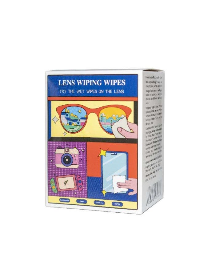 Pre-moistened lens cleaning wipes for cleaning eyeglasses, computer and laptop screens, smartphones, optical lenses, goggles and watch screens | Quick-drying and non-scratch (pack of 100) - Image 1